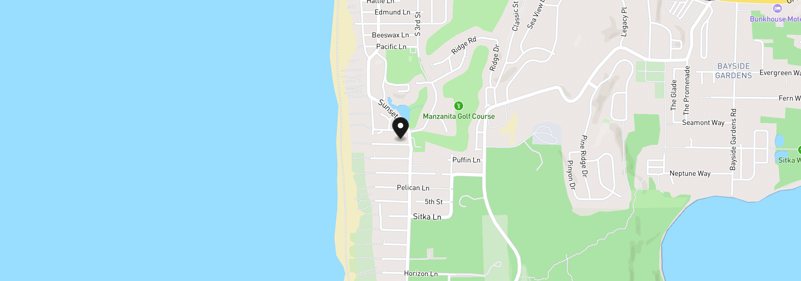 Map showing the location of 8960 Chinook Ln, Manzanita, OR 97130