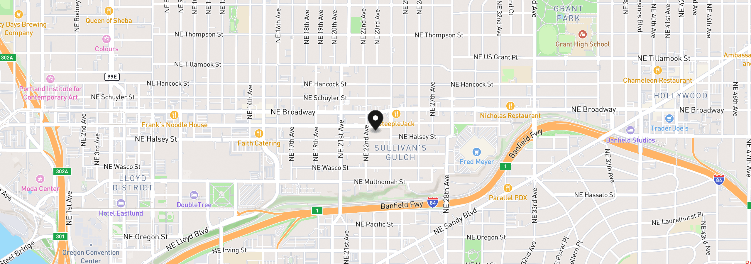 Map showing the location of 2226 NE Weidler St, Portland, OR 97232