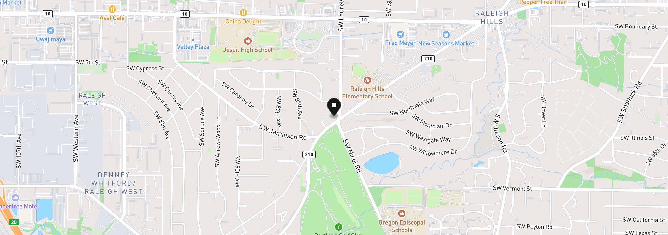 Map showing the location of 5465 SW Scholls Ferry Rd, Portland, OR 97225
