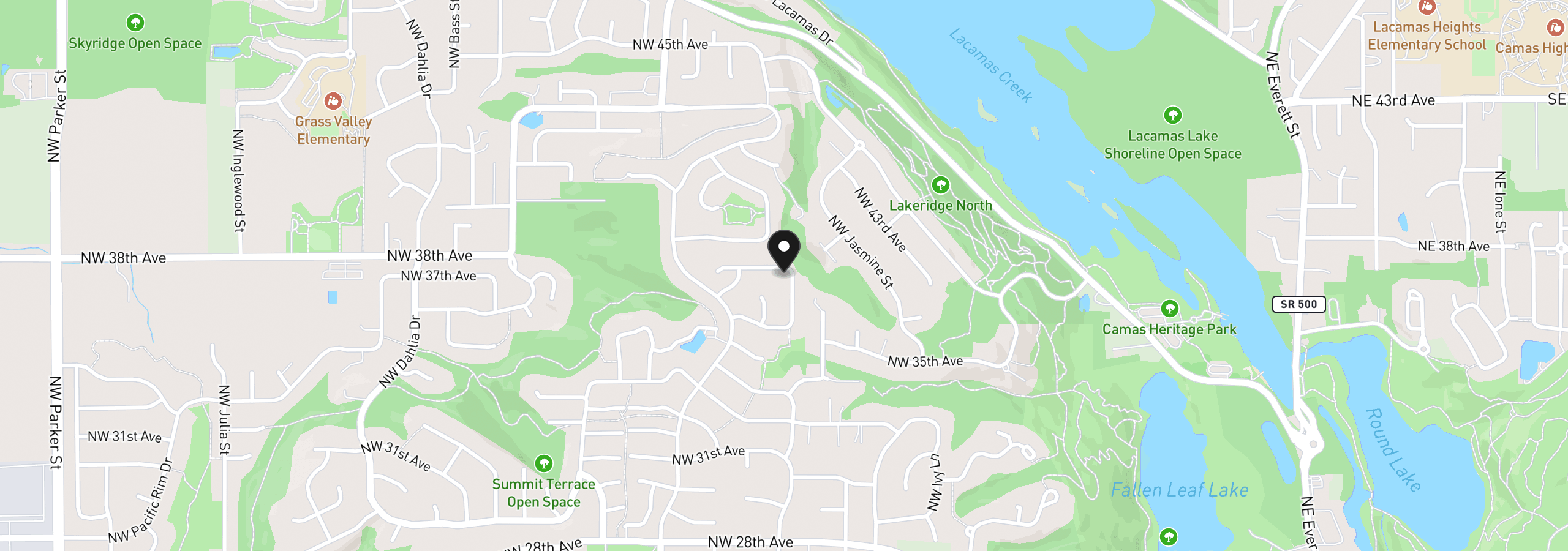 Map showing the location of 1518 NW 37th Ave, Camas, Wa 98607
