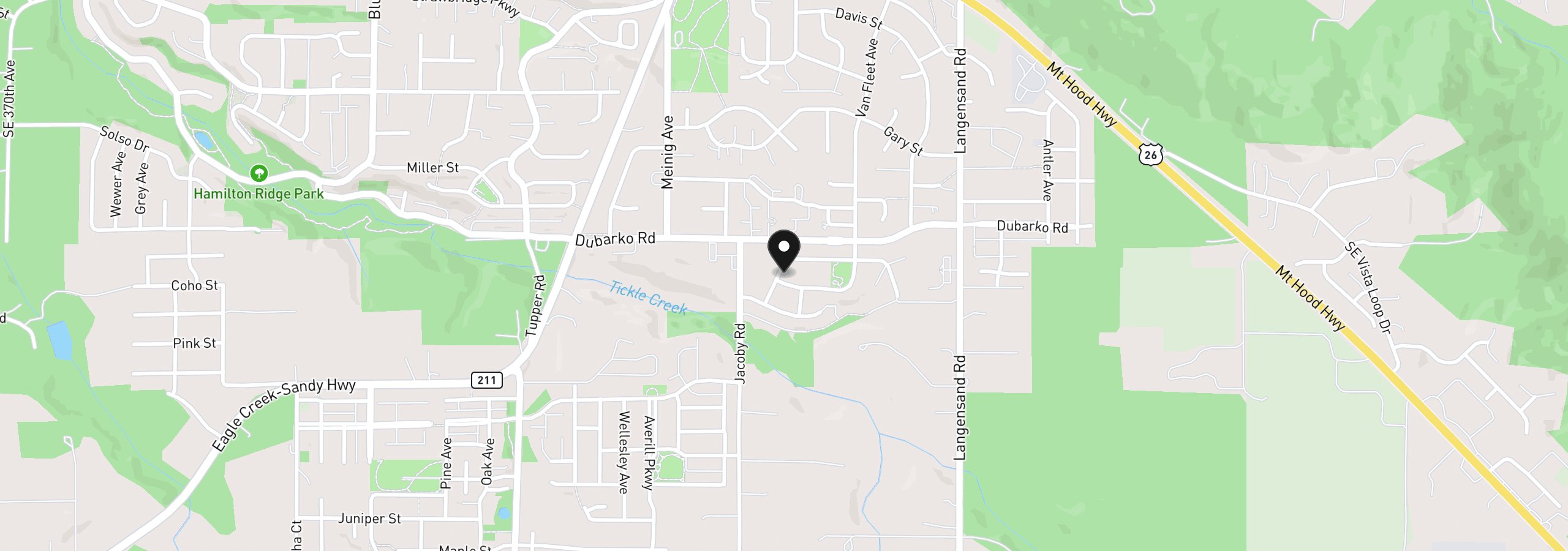 Map showing the location of 18659 Van Fleet Ave, Sandy, OR 97055