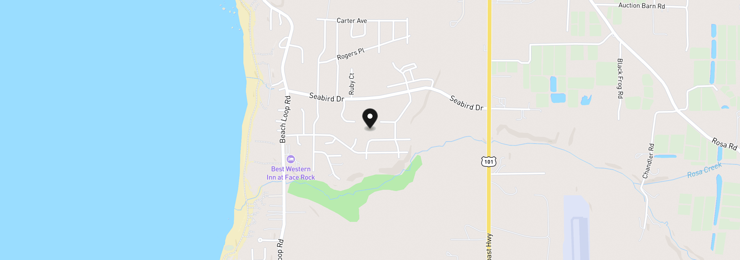 Map showing the location of 3980 Natalie Way, Bandon, OR 97411