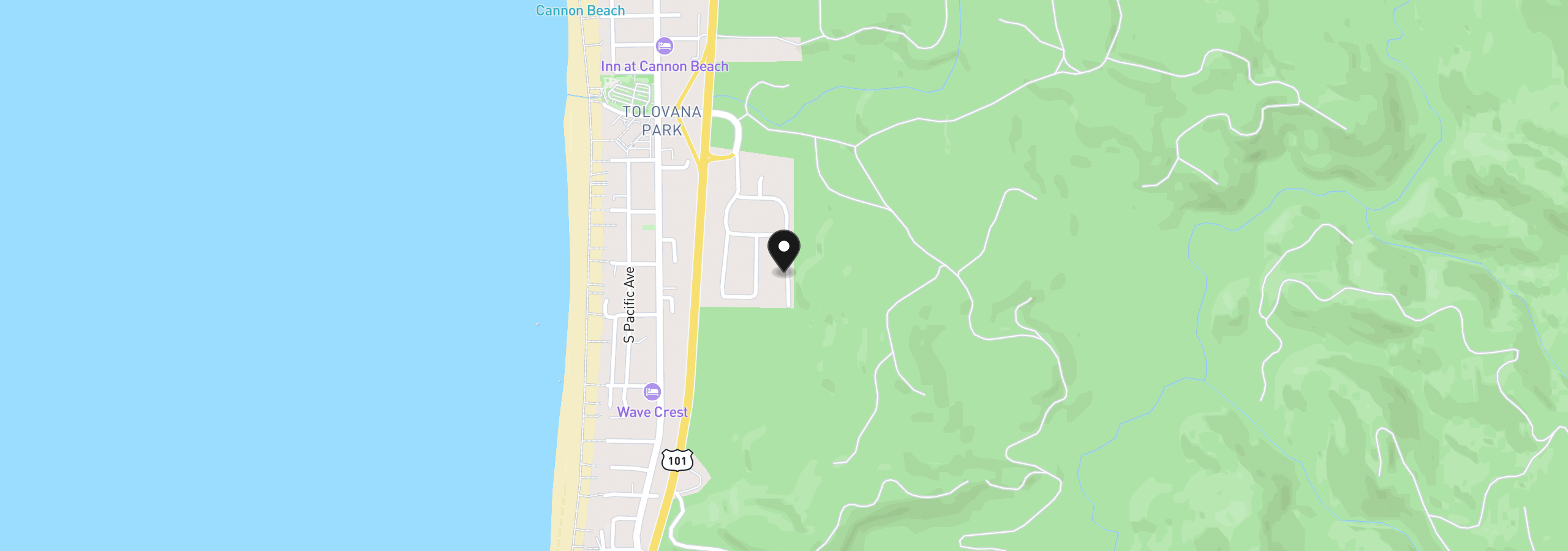 Map showing the location of 3763 E Chinook Ave, Cannon Beach, OR 97110