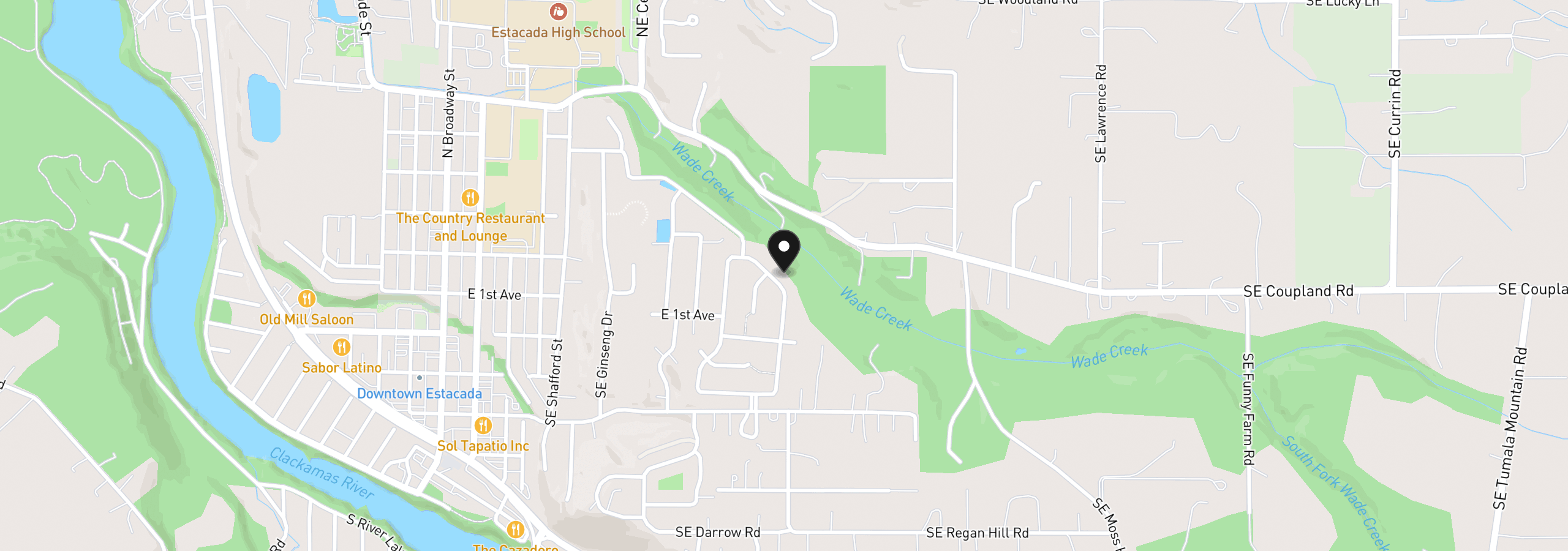 Map showing the location of 1048 NE Regan Hill Loop, Estacada, OR 97023