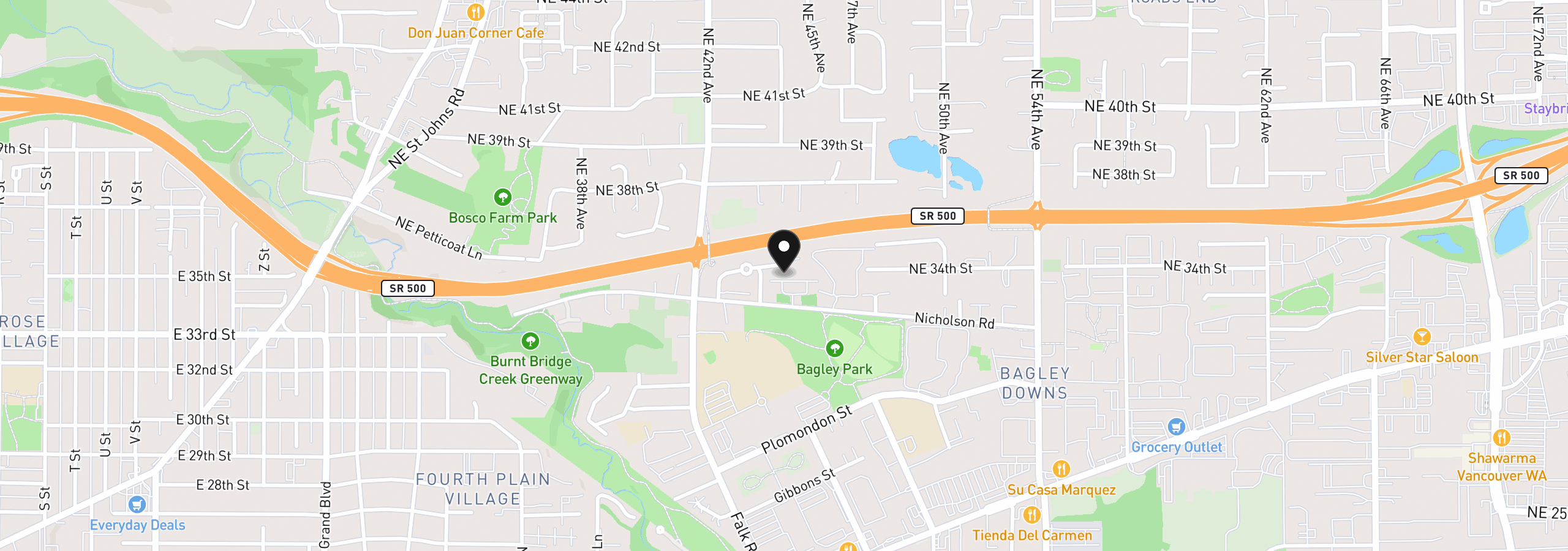 Map showing the location of 4468 NE Nicholson Loop, Vancouver, Wa 98661