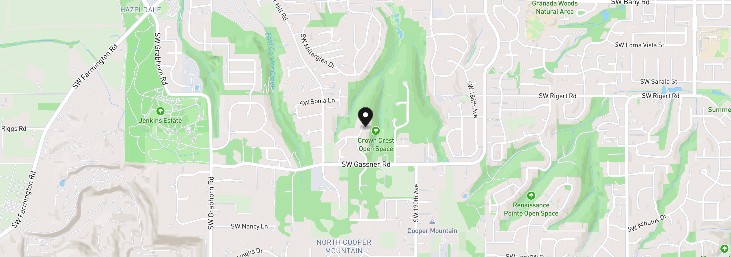 Map showing the location of 8226 SW Liz Pl, Beaverton, OR 97007