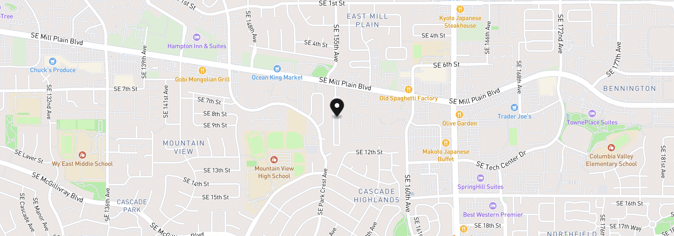 Map showing the location of 15411 SE Mill Plain Blvd C7, Vancouver, Wa 98684