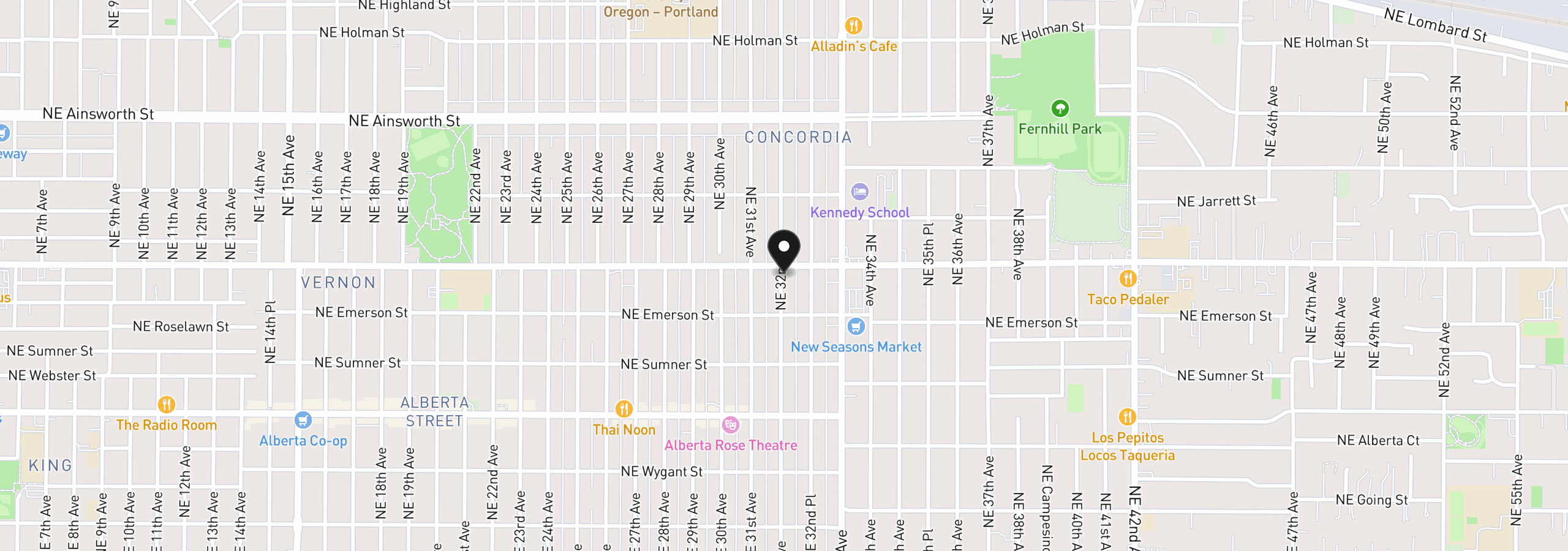 Map showing the location of 5432 NE 32nd Ave, Portland, OR 97211