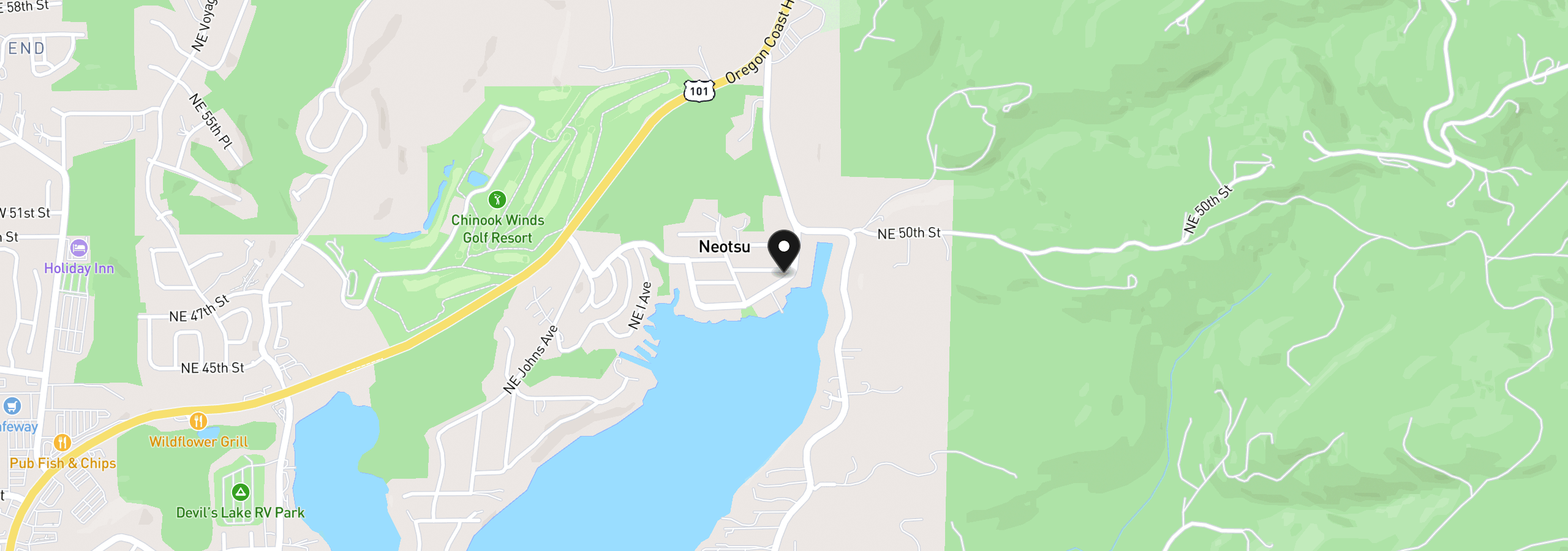 Map showing the location of 5300 NE 49th St, Neotsu, OR 97364