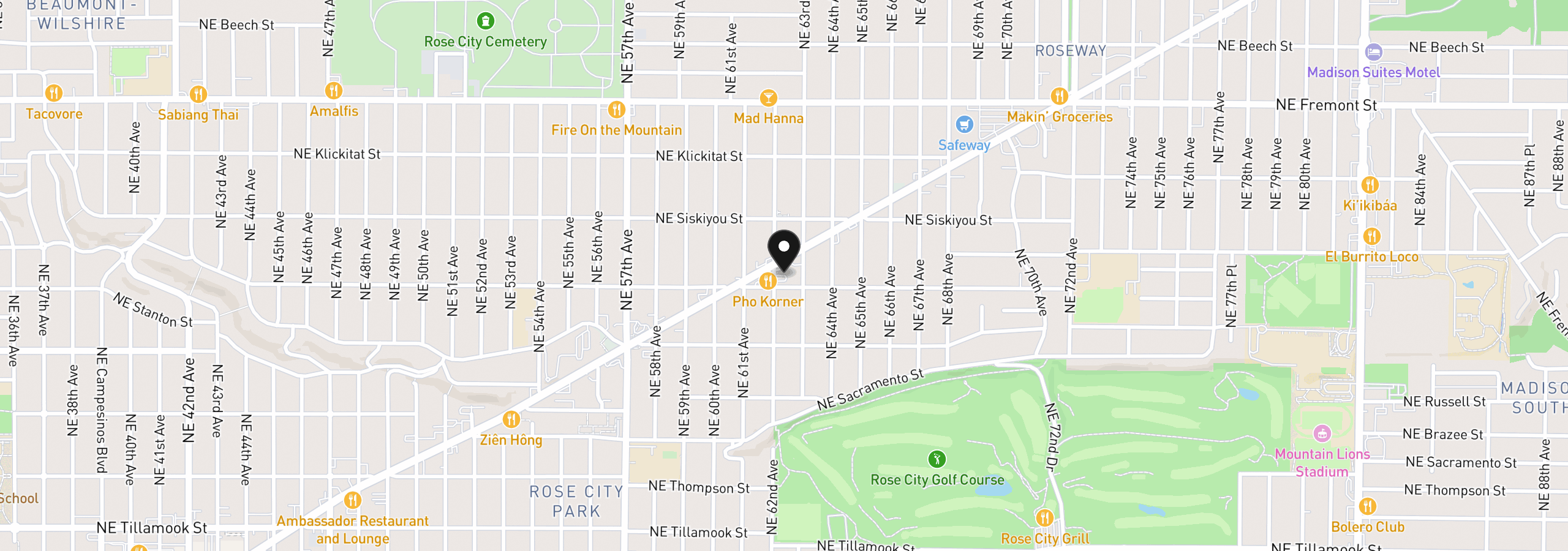 Map showing the location of 2932 NE 62nd Ave, Portland, OR 97213