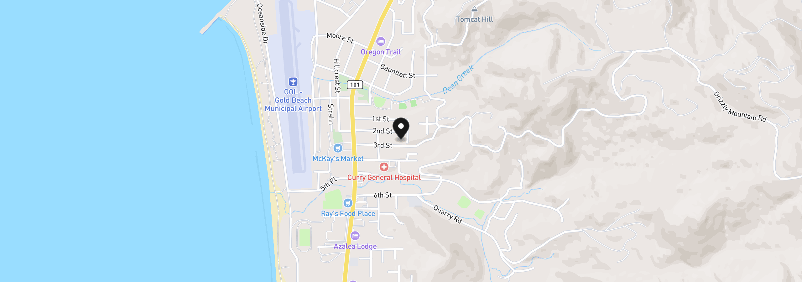 Map showing the location of 94255 3rd St, Gold Beach, OR 97444