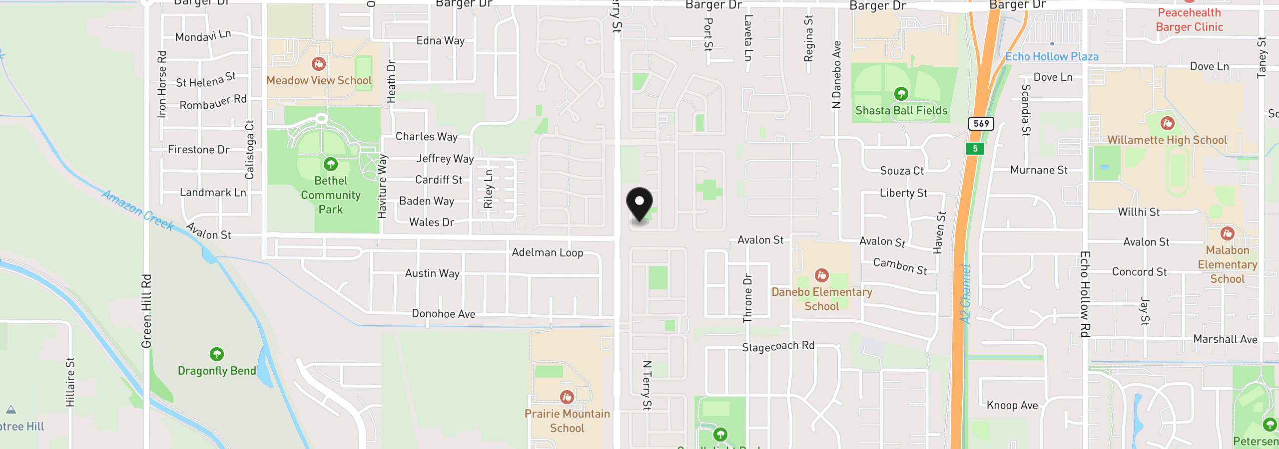 Map showing the location of 1699 N Terry St 310, Eugene, OR 97402