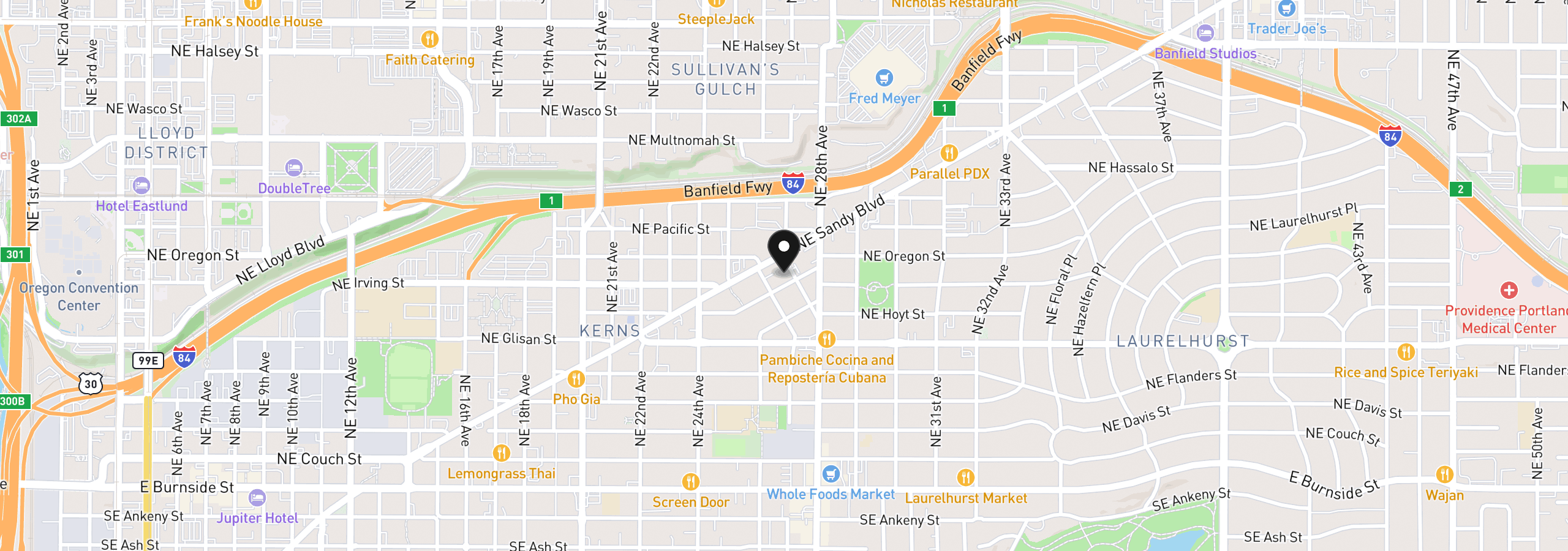 Map showing the location of 711 NE Randall Ave 105, Portland, OR 97232