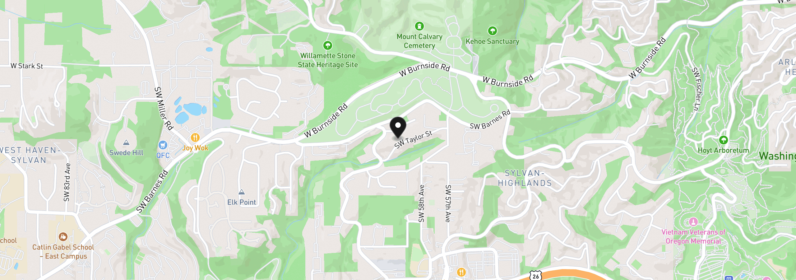 Map showing the location of 6021 E SW Taylor St, Portland, OR 97221