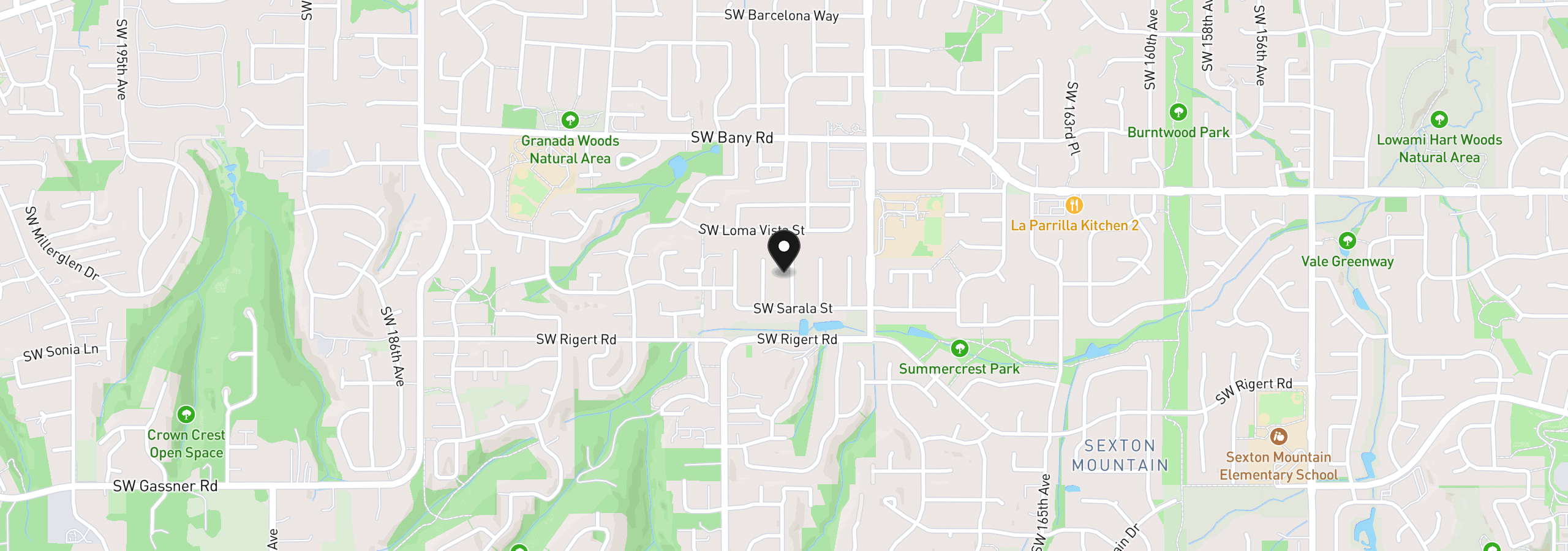 Map showing the location of 7799 SW 173rd Pl, Beaverton, OR 97007