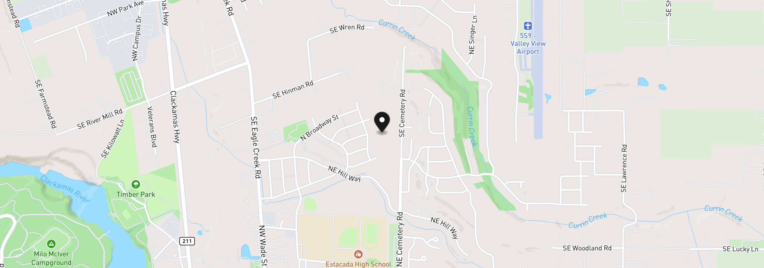 Map showing the location of Broadway, Estacada, OR 97023