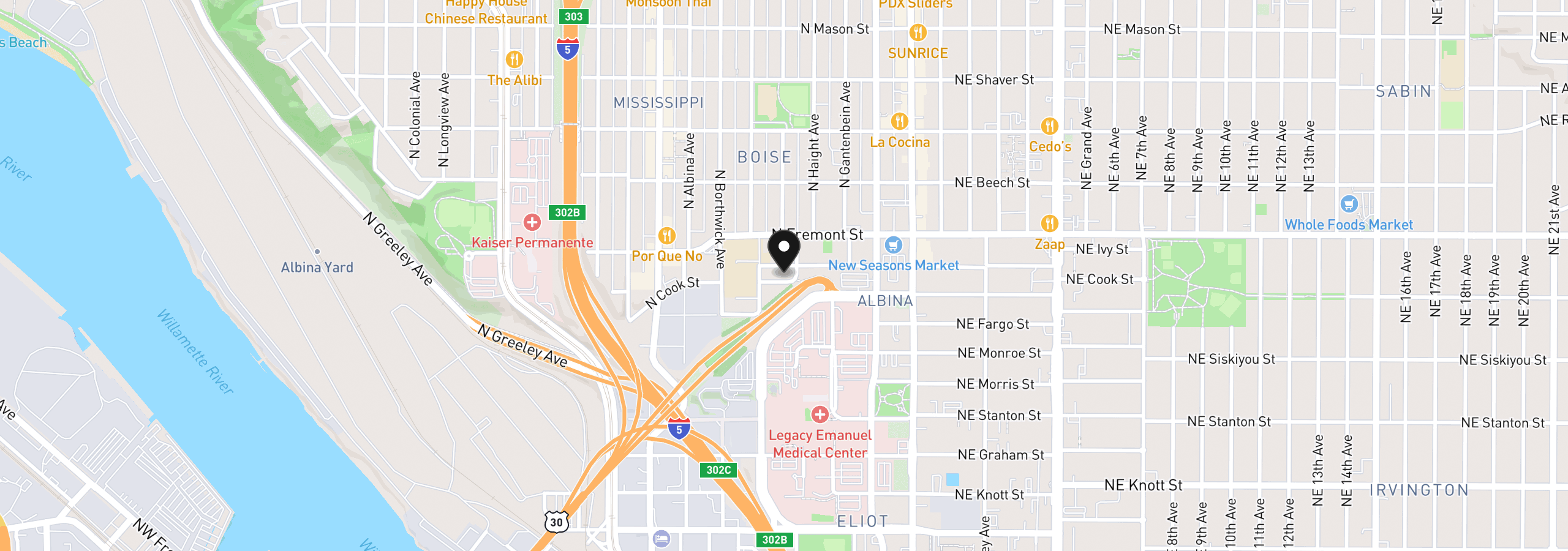 Map showing the location of 519 N Cook St, Portland, OR 97227