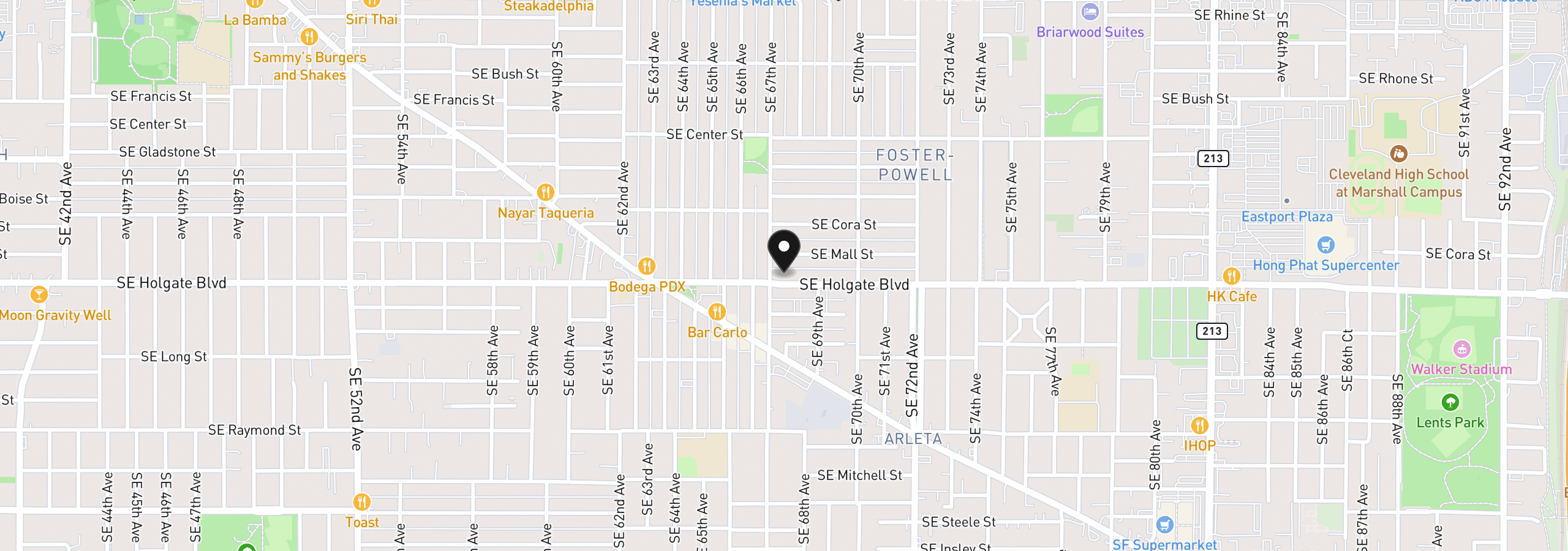 Map showing the location of 6715 SE Holgate Blvd, Portland, OR 97206