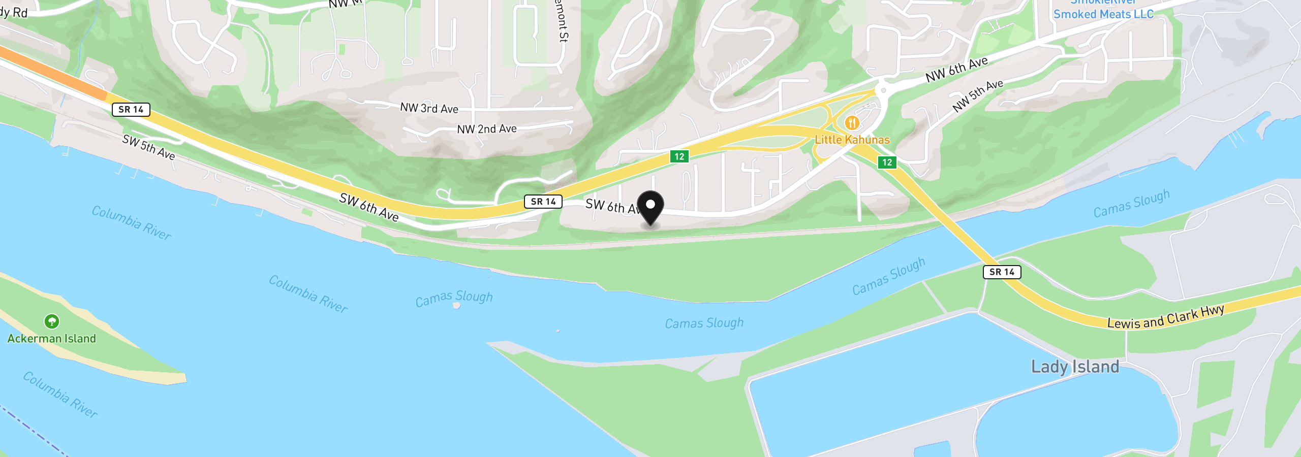 Map showing the location of SW 6th Ave, Camas, Wa 98607