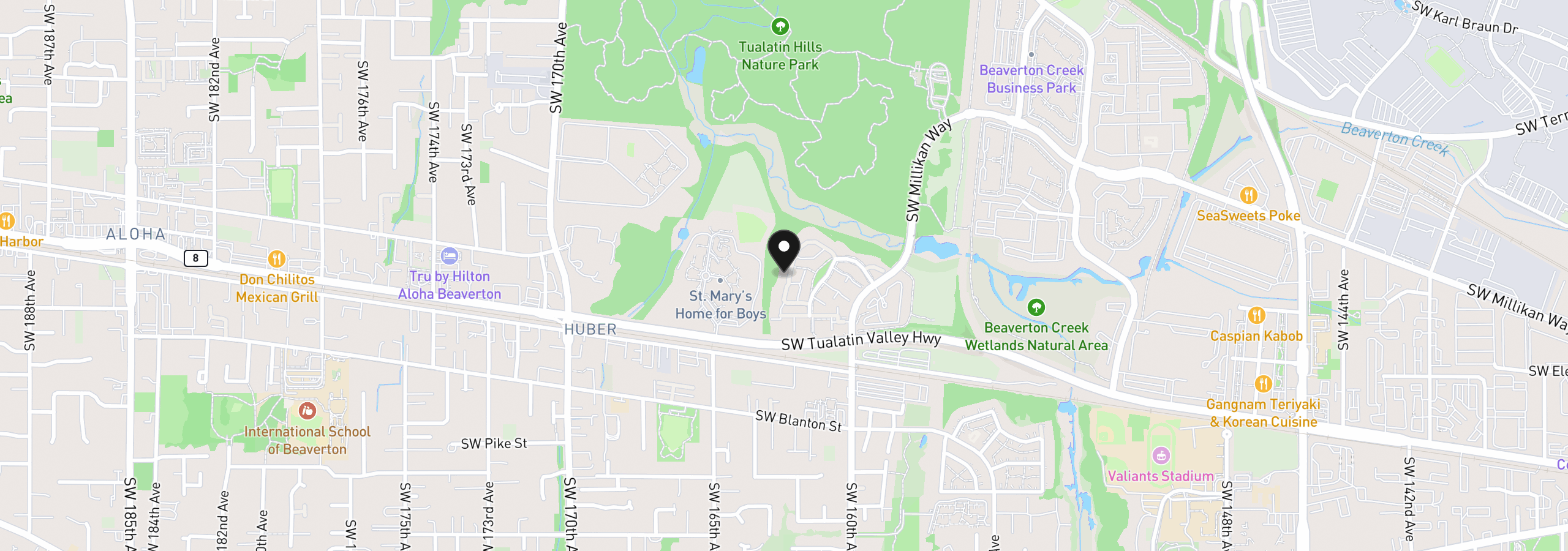 Map showing the location of 16121 SW Audubon St 103, Beaverton, OR 97003