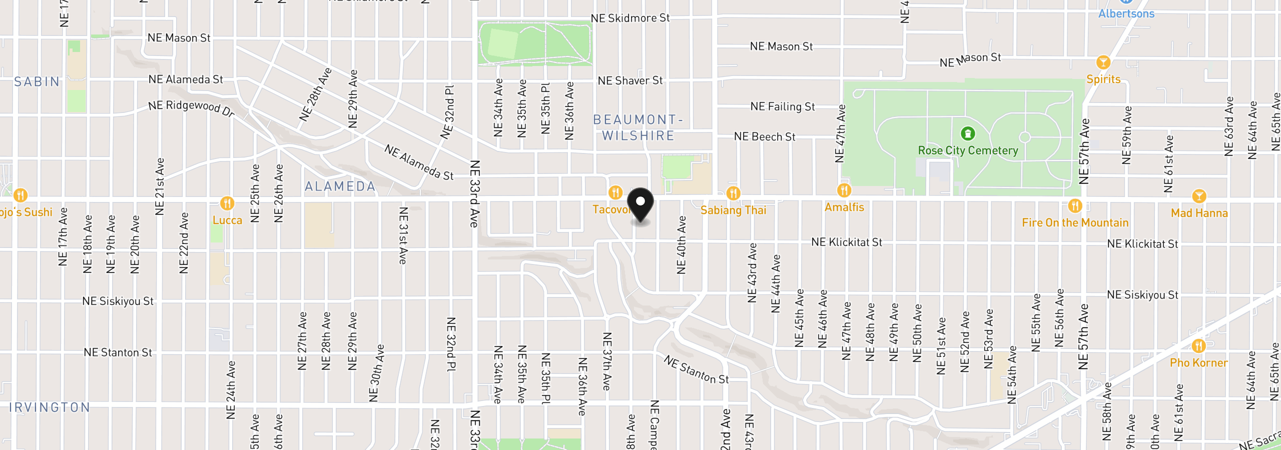 Map showing the location of 3330 NE 38th Ave, Portland, OR 97212