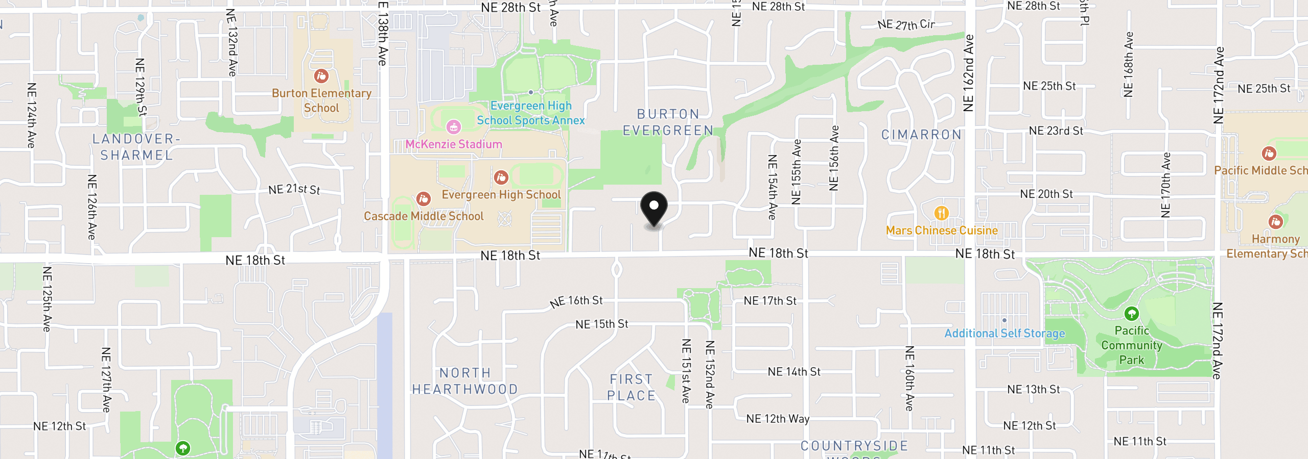 Map showing the location of 1900 NE 149th Ave, Vancouver, Wa 98684