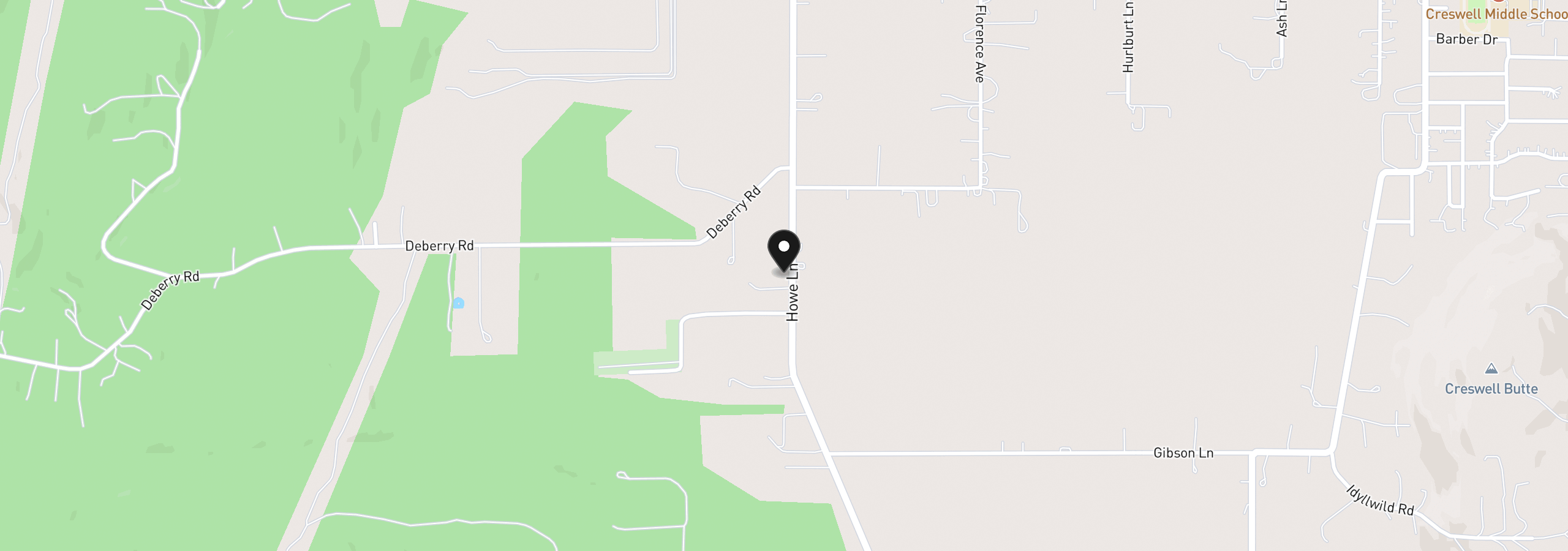 Map showing the location of 82784 Howe Ln, Creswell, OR 97426