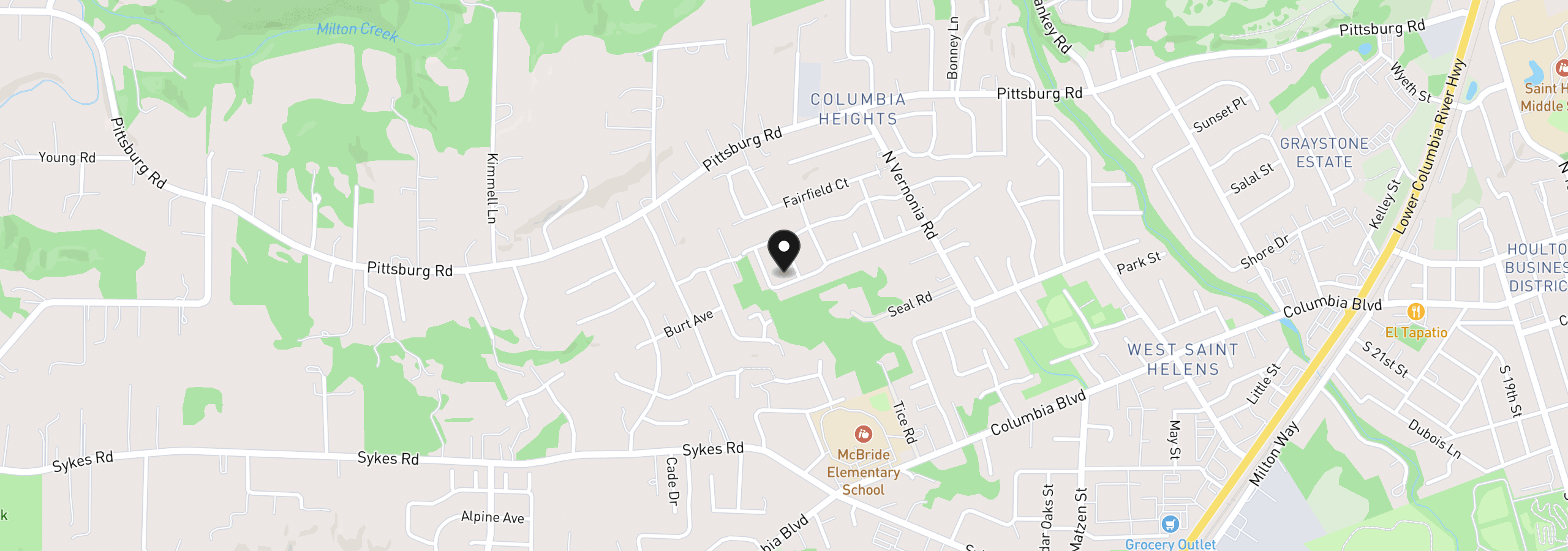 Map showing the location of 35340 Oakwood Dr, St. Helens, OR 97051