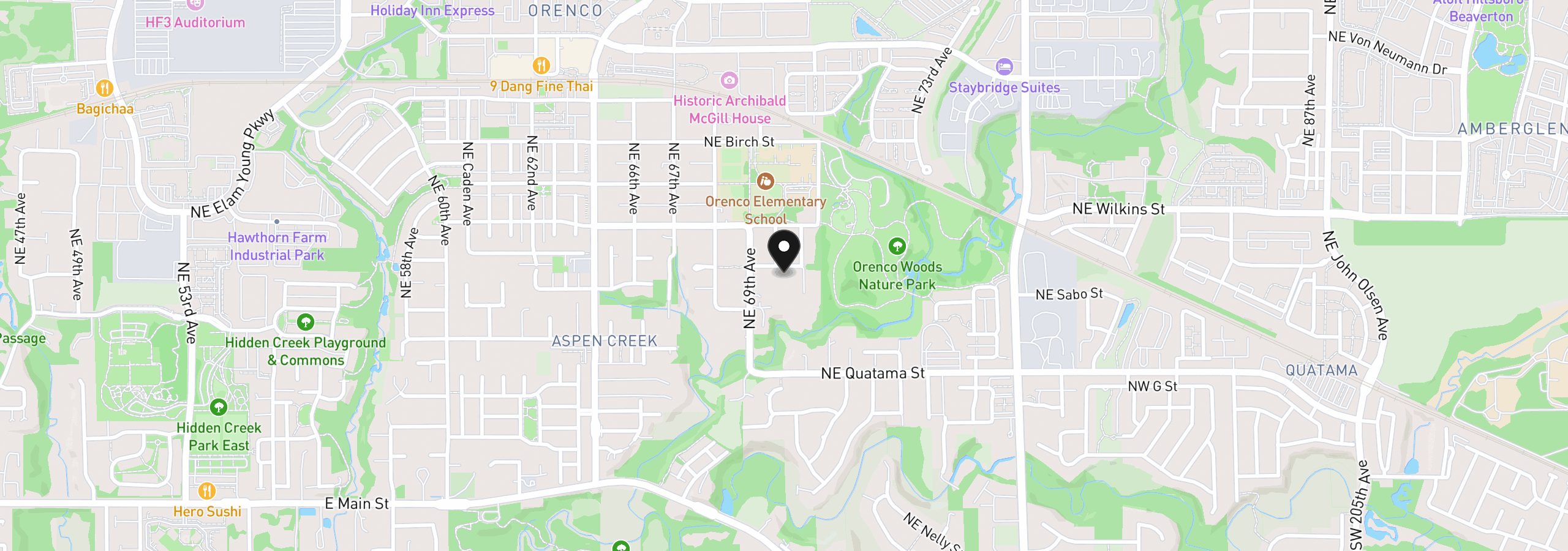 Map showing the location of 7006 NE Elm St, Hillsboro, OR 97124