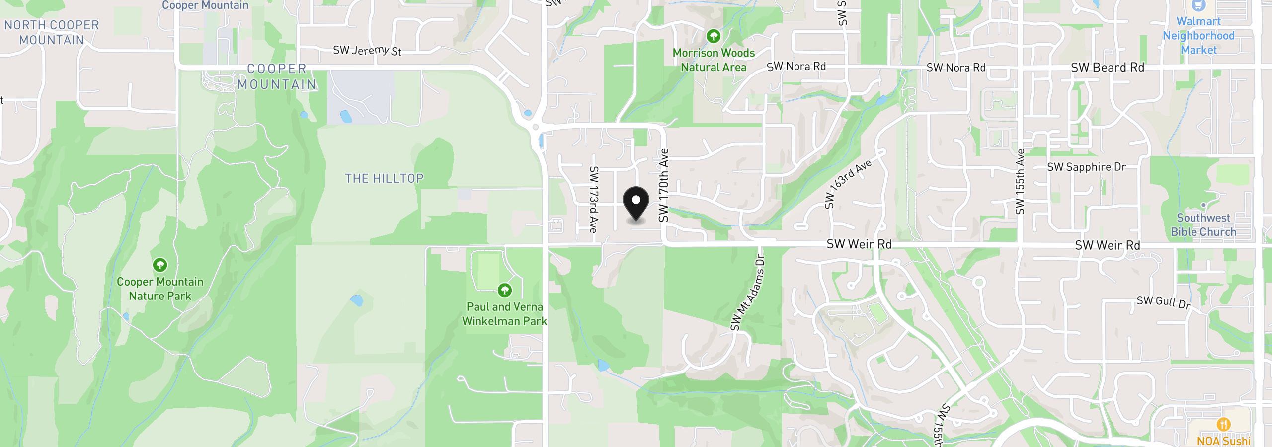 Map showing the location of 9945 SW 170th Ave, Beaverton, OR 97007