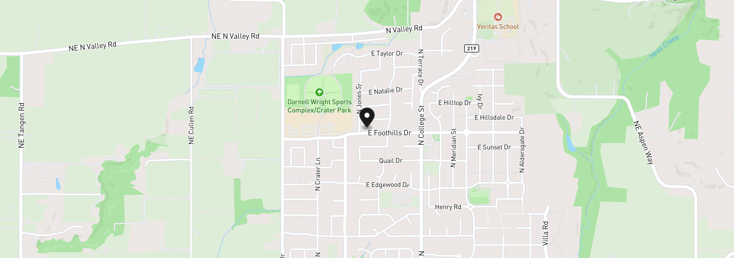 Map showing the location of 205 E Foothills Dr, Newberg, OR 97132
