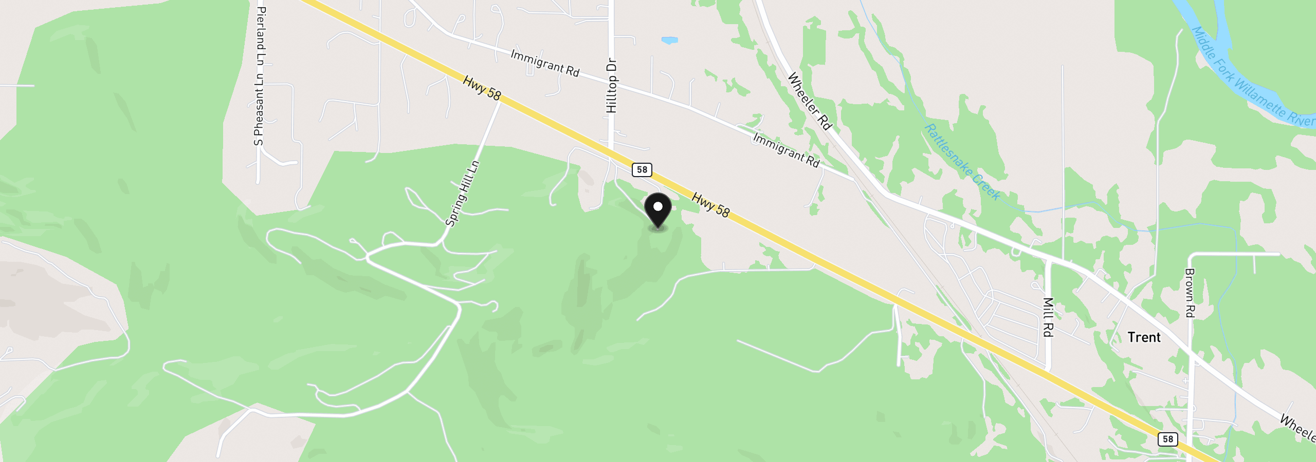 Map showing the location of 37308 Highway 58, Pleasant Hill, OR 97455