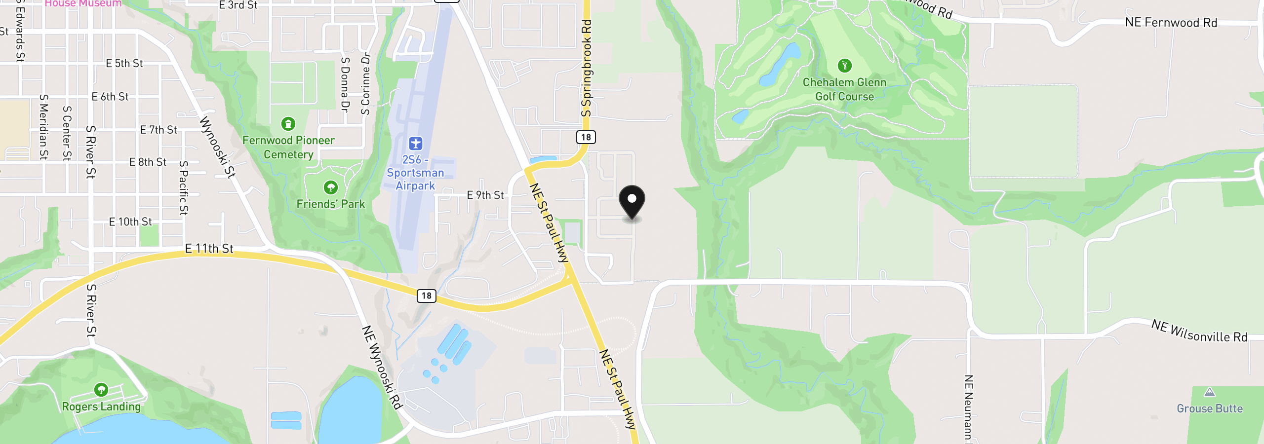 Map showing the location of 1000 S McKern Ct 16, Newberg, OR 97132