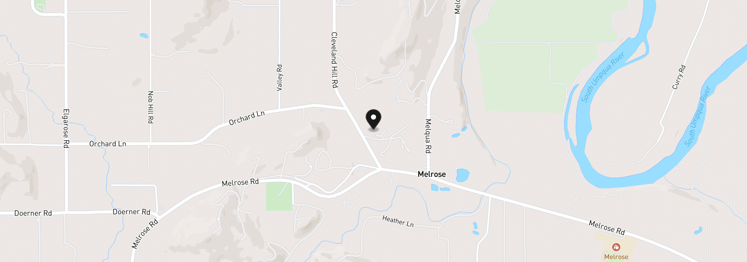 Map showing the location of 160 Melrose Terrace Ln, Roseburg, OR 97471