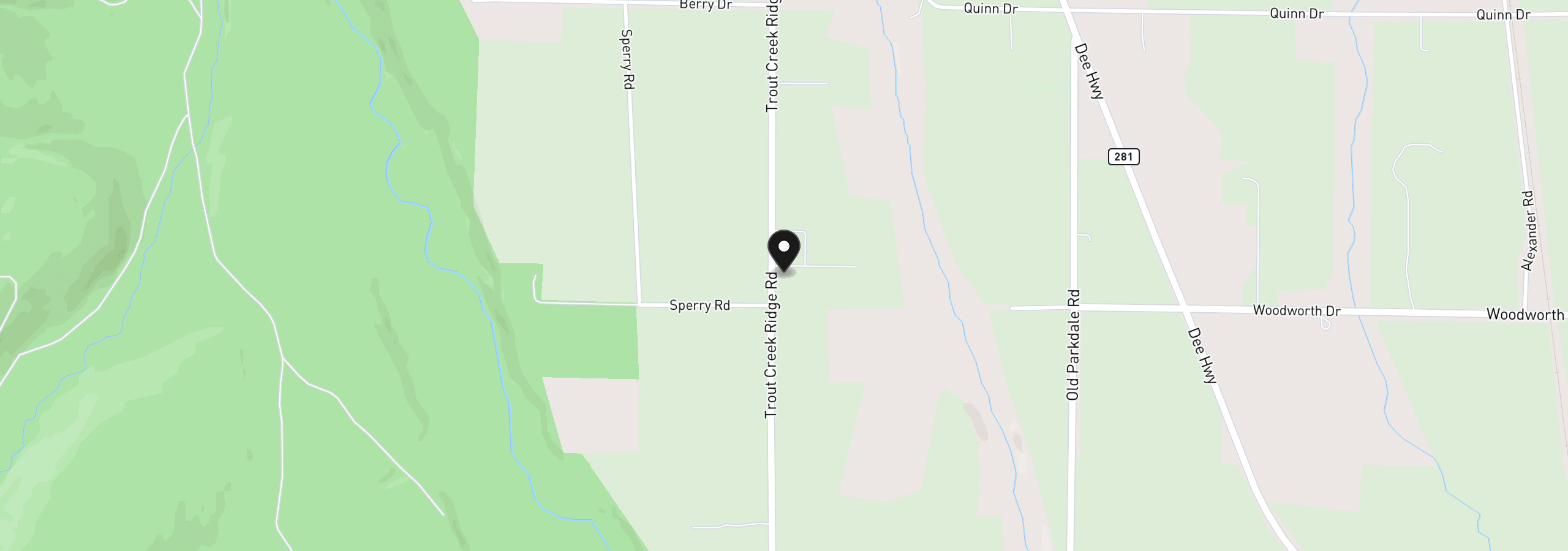 Map showing the location of 6455 Trout Creek Ridge Rd, Mt Hood Prkdl, OR 97041