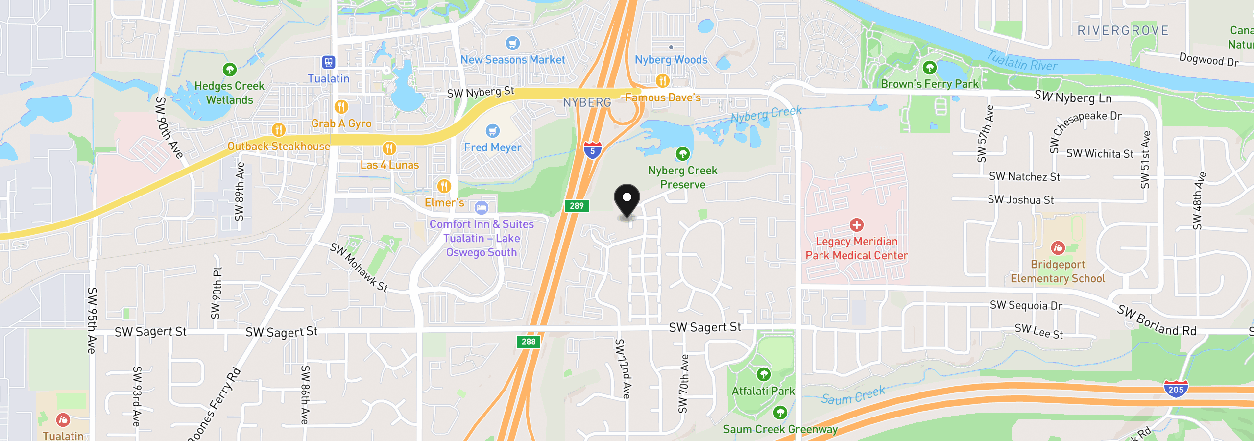 Map showing the location of 7169 SW Sagert St 103, Tualatin, OR 97062
