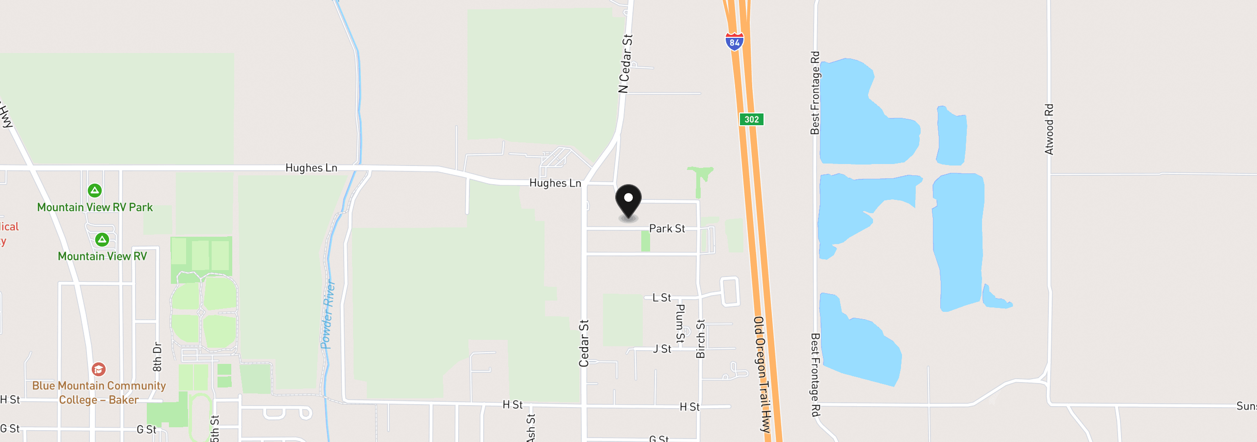 Map showing the location of 1050 Park St, Baker City, OR 97814