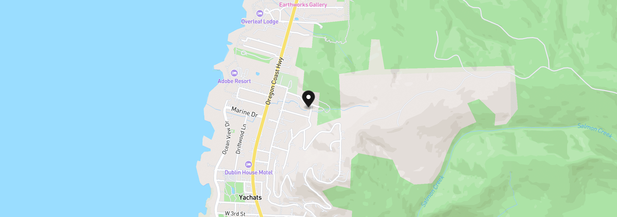 Map showing the location of 212 Chief Albert Dr, Yachats, OR 97498