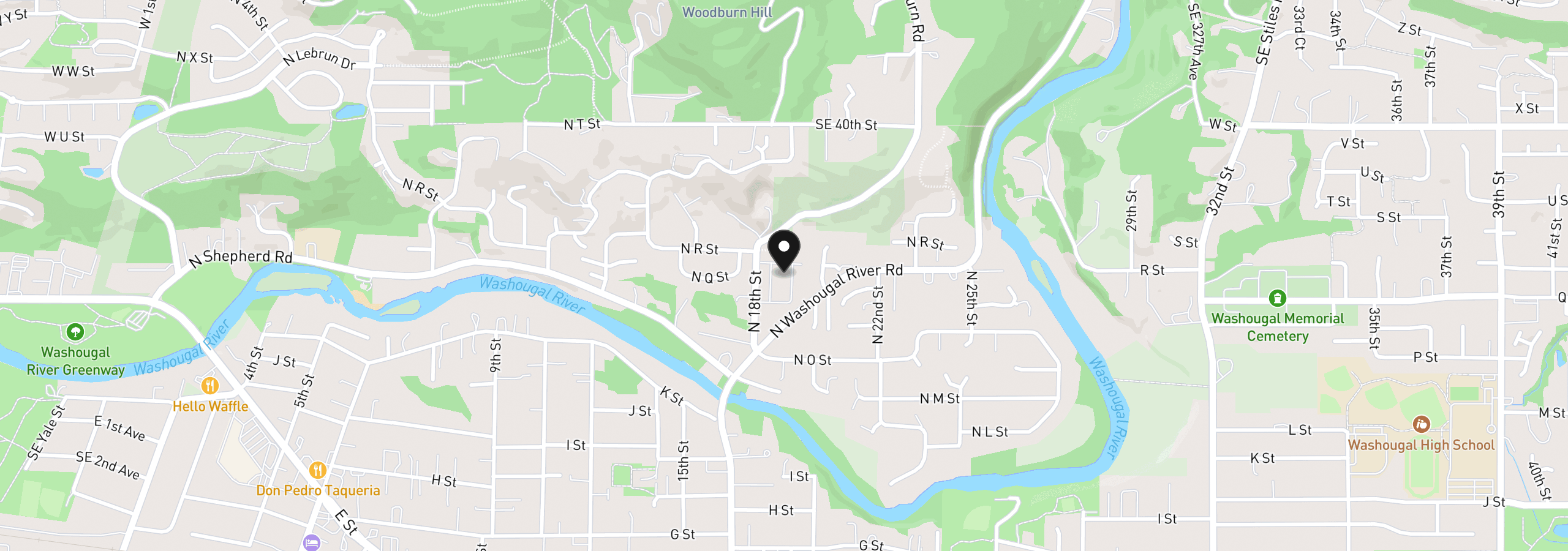 Map showing the location of 1660 N 18th St 12, Washougal, Wa 98671