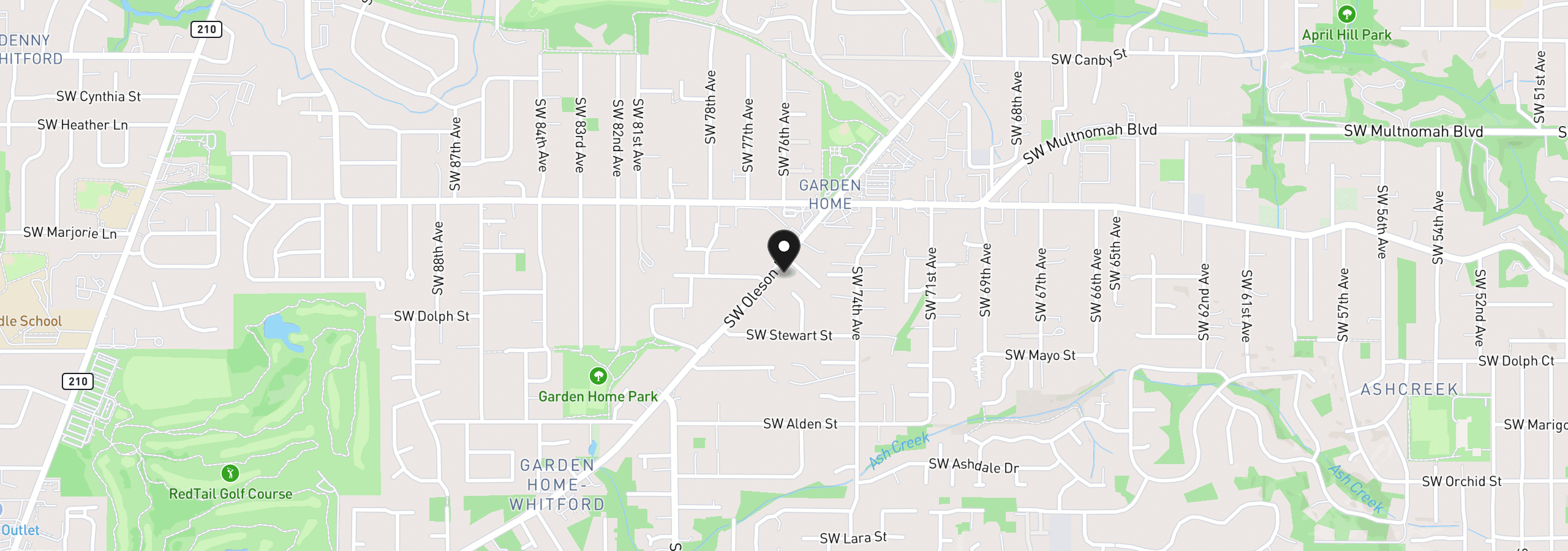 Map showing the location of 7742 SW Oleson Rd SW, Portland, OR 97223