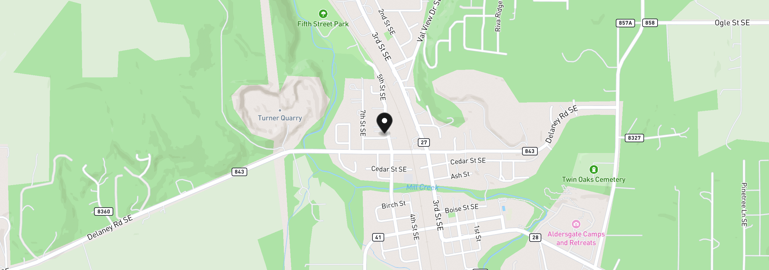 Map showing the location of 5003 Penny Ln SE, Turner, OR 97392