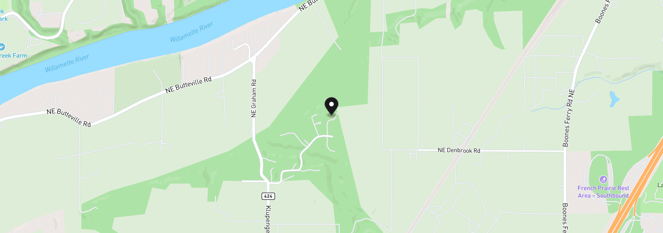 Map showing the location of 12737 NE Cedarbrook Rd, Aurora, OR 97002