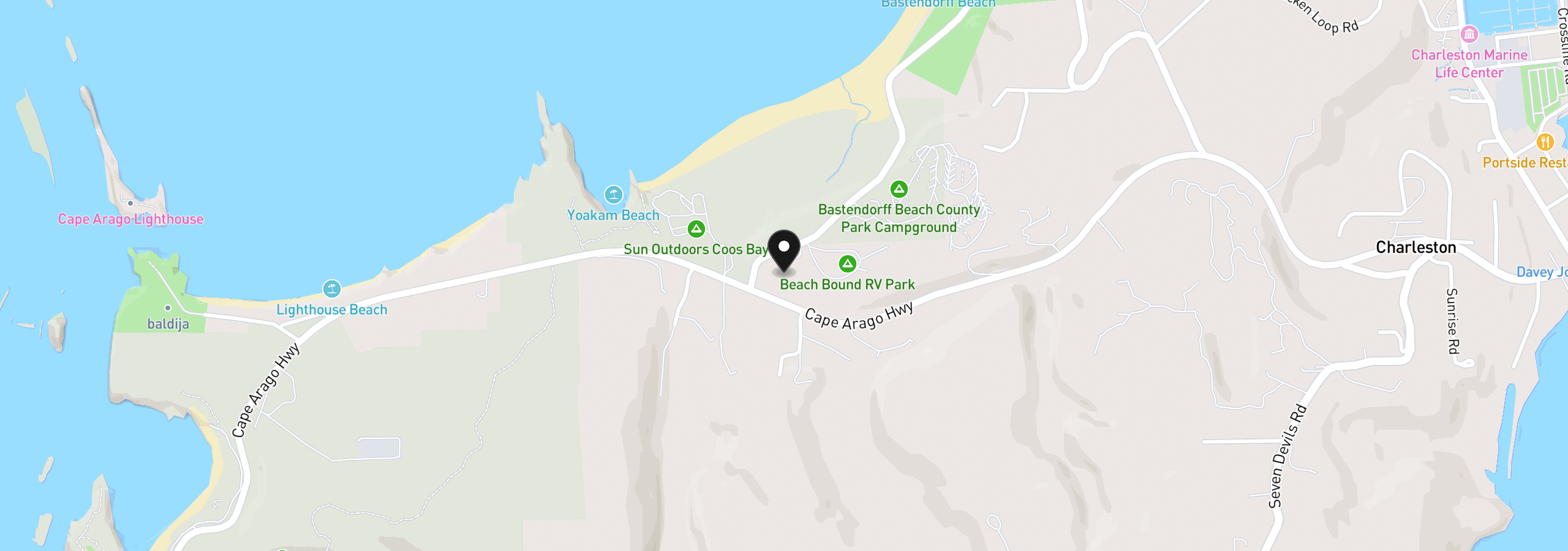 Map showing the location of 63315 Bastendorf Beach Rd, Coos Bay, OR 97420