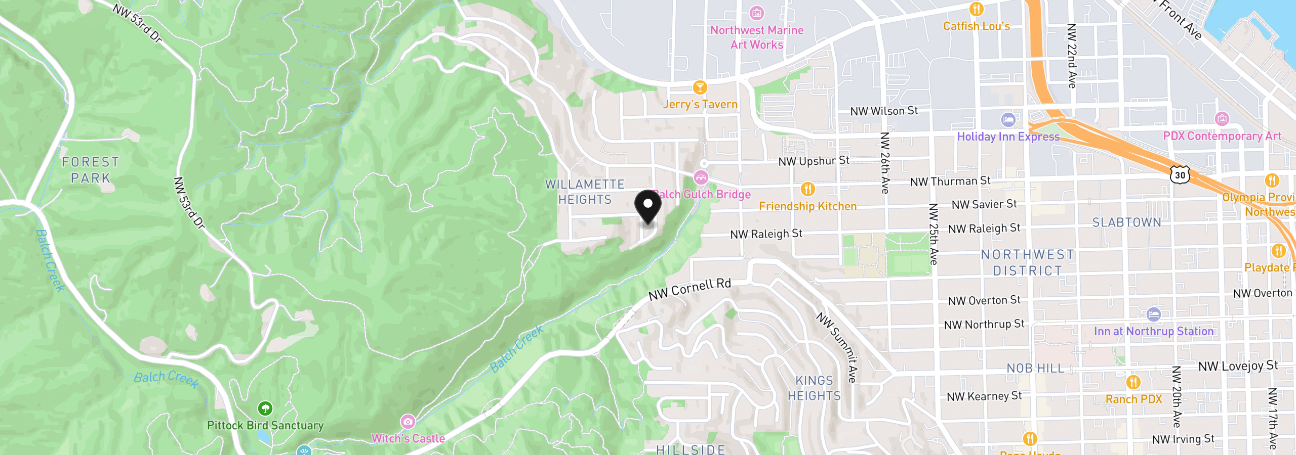 Map showing the location of 1611 NW 32nd Ave, Portland, OR 97210