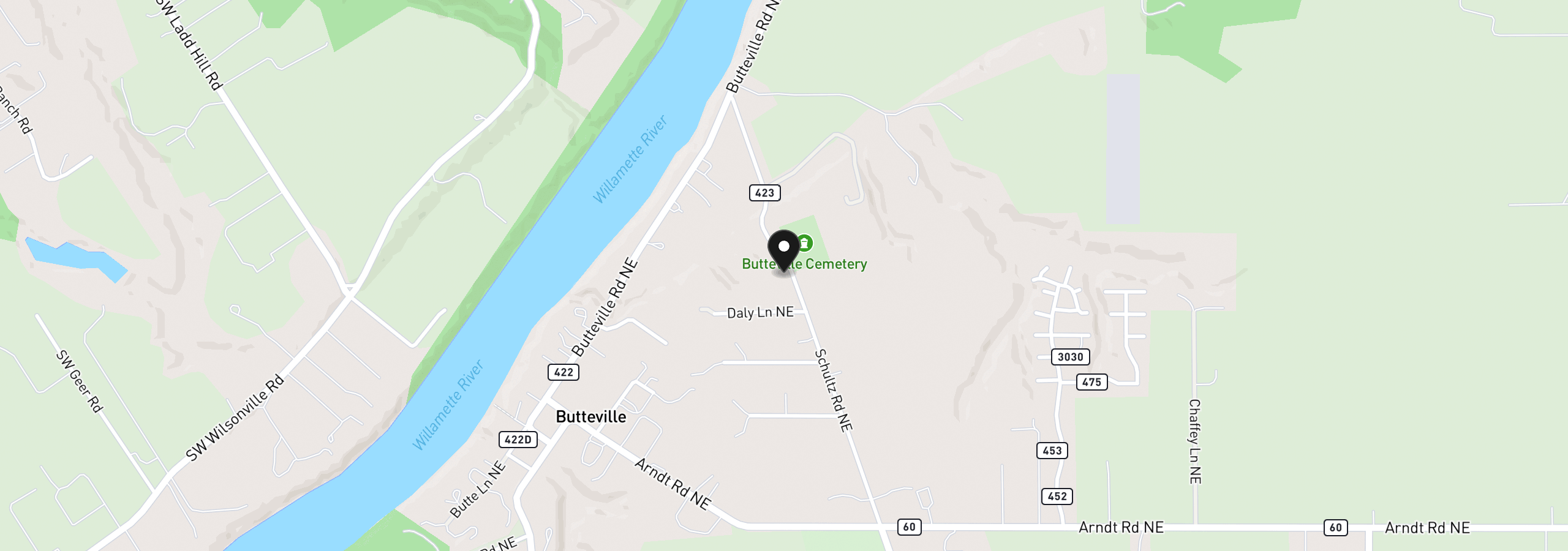 Map showing the location of 23921 Schultz Rd NE, Aurora, OR 97002