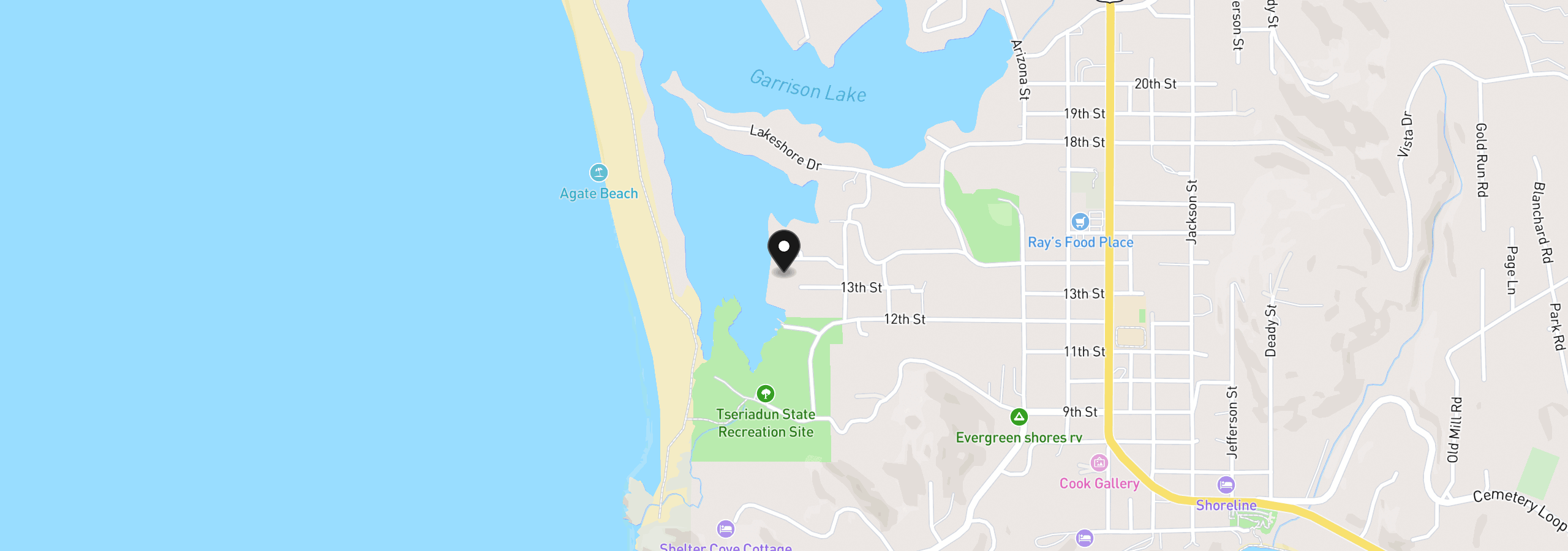Map showing the location of 1170 Thirteenth, Port Orford, OR 97465