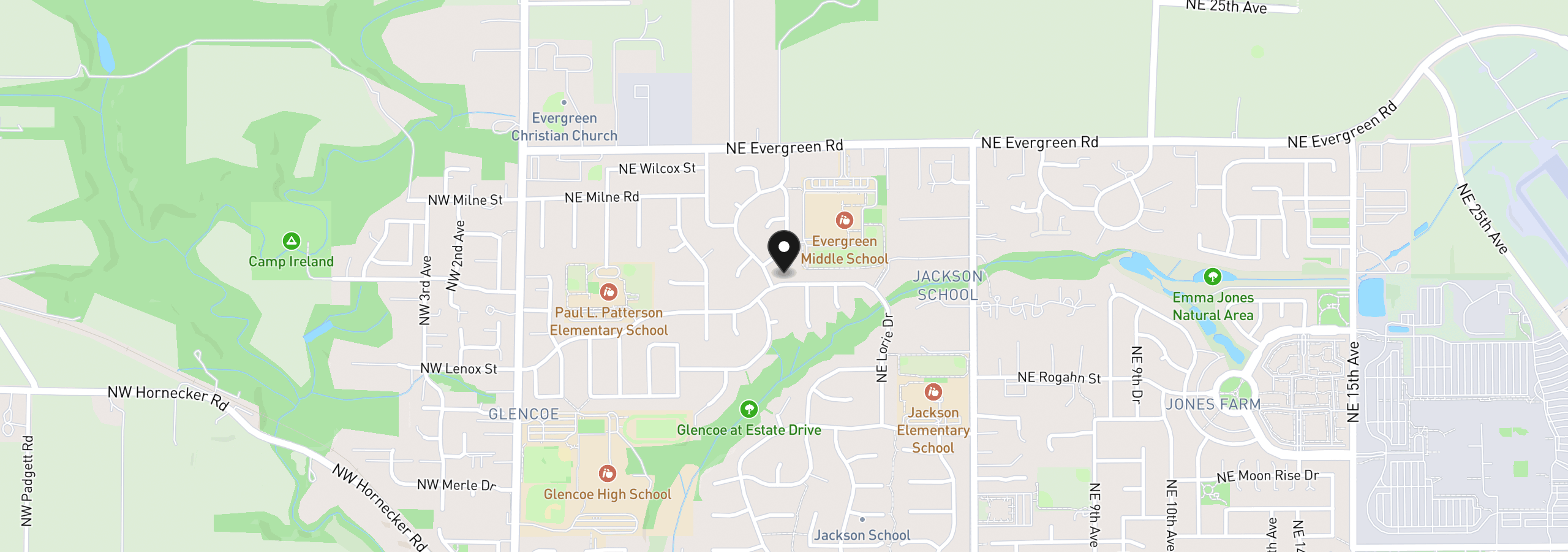 Map showing the location of 443 NE Lenox St, Hillsboro, OR 97124