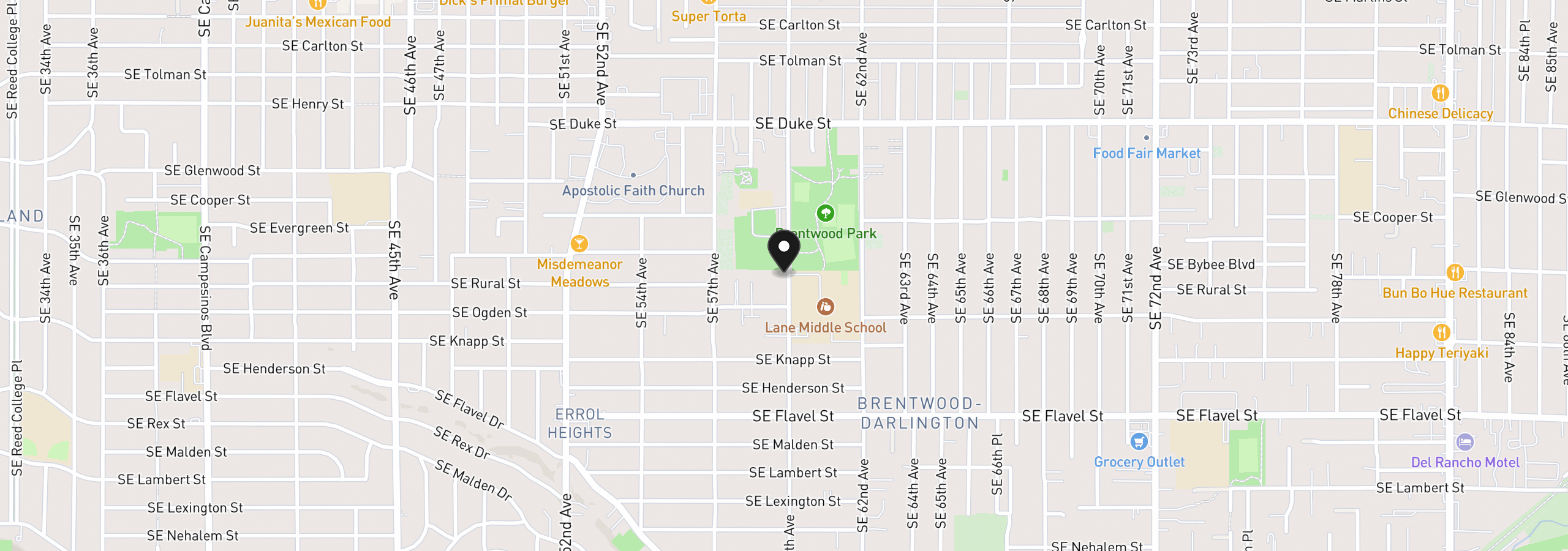 Map showing the location of 7065 SE 60th Ave, Portland, OR 97206