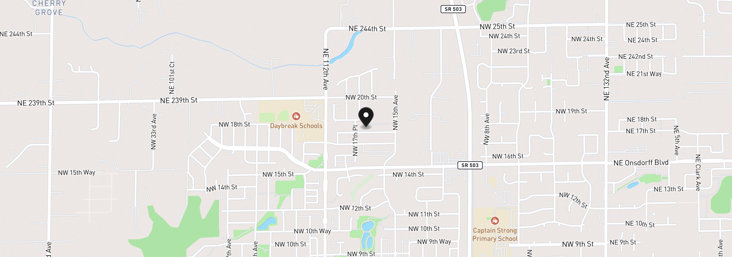 Map showing the location of 1702 NW 18th St, Battle Ground, Wa 98604