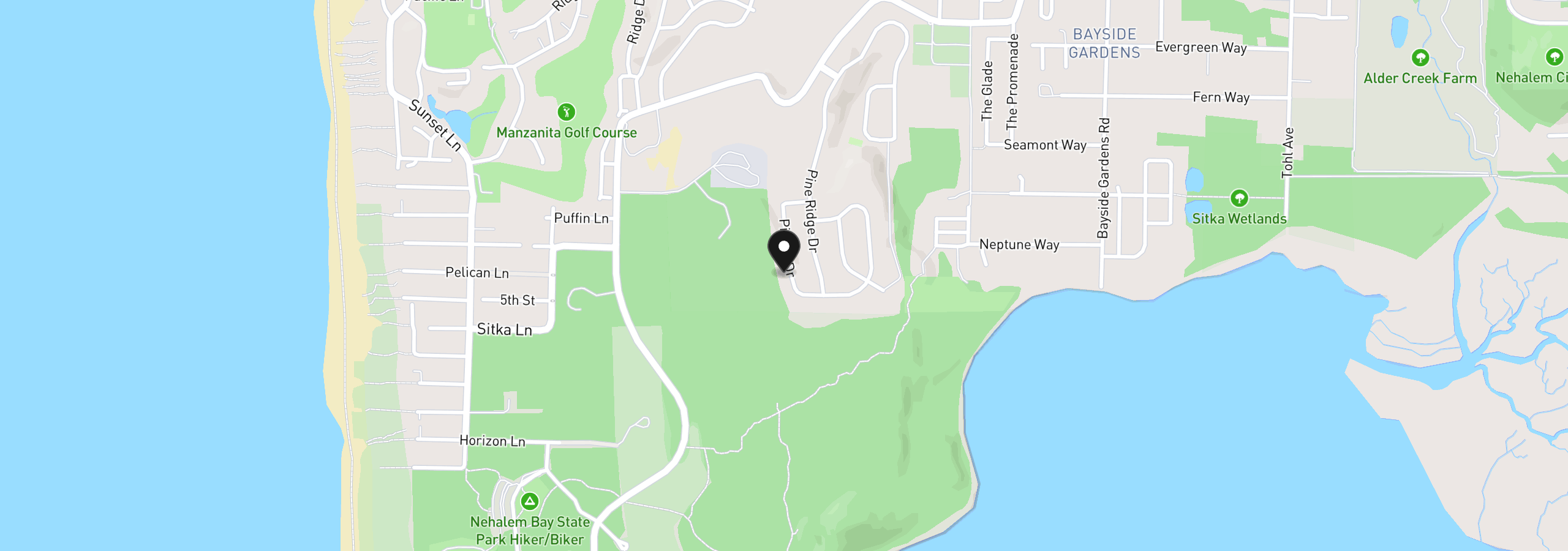 Map showing the location of 34510 Pinyon Dr, Manzanita, OR 97130